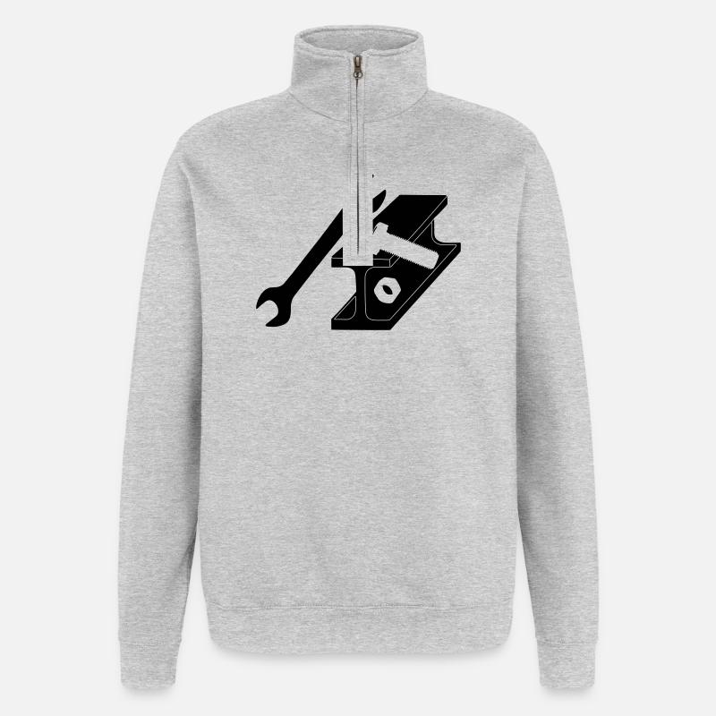 Stahlträger mit Schraube und Mutter - Quarter-Zip-Sweatshirt - Grau meliert