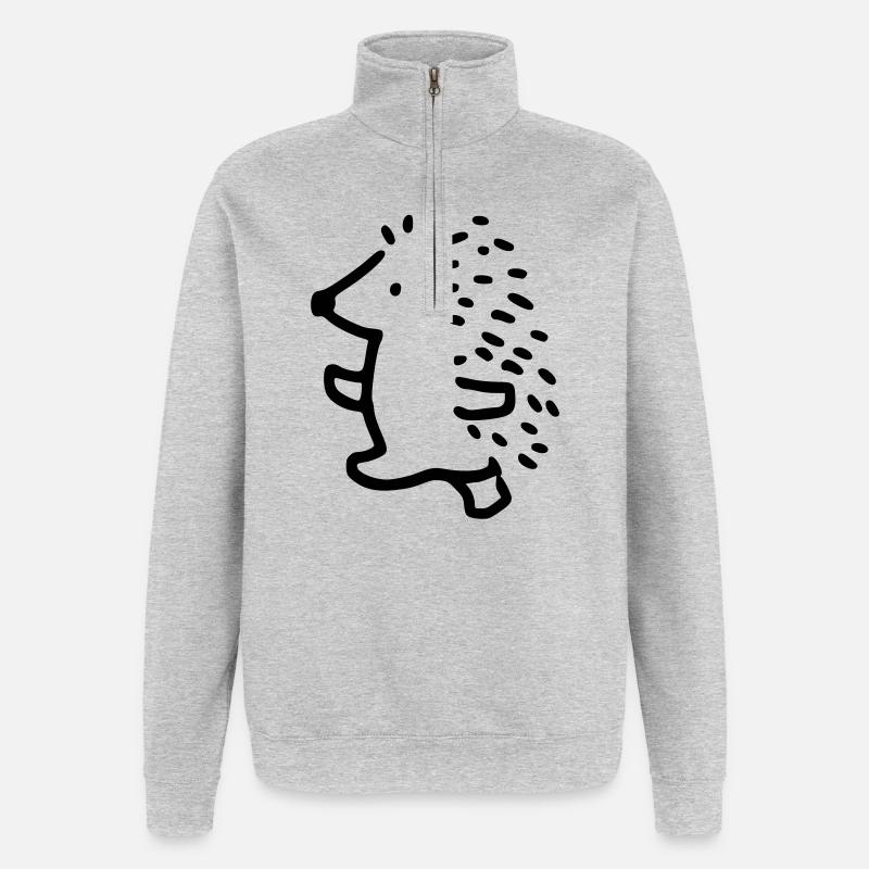 Hérisson - Sweat à zip 1/4 - gris chiné