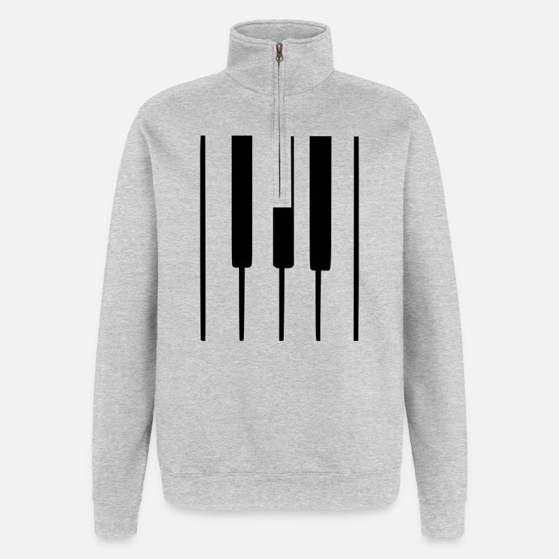Klaviertasten - Quarter-Zip-Sweatshirt - Grau meliert