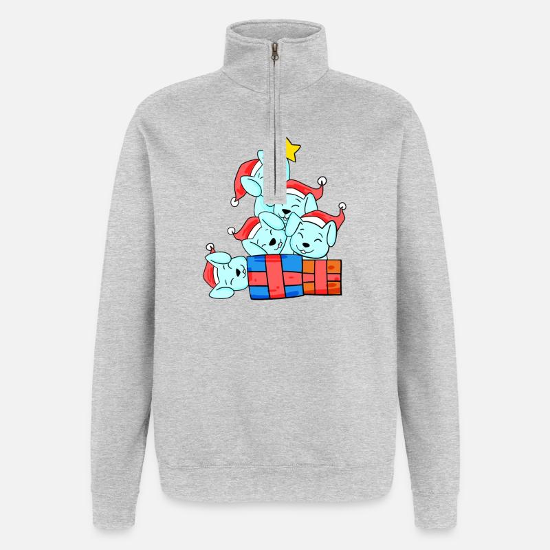 Christmas Christmas Tree Rabbit - Quarter-Zip Sweatshirt - heather grey
