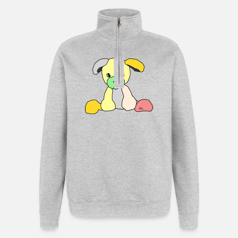 Hund Comic - Quarter-Zip-Sweatshirt - Grau meliert