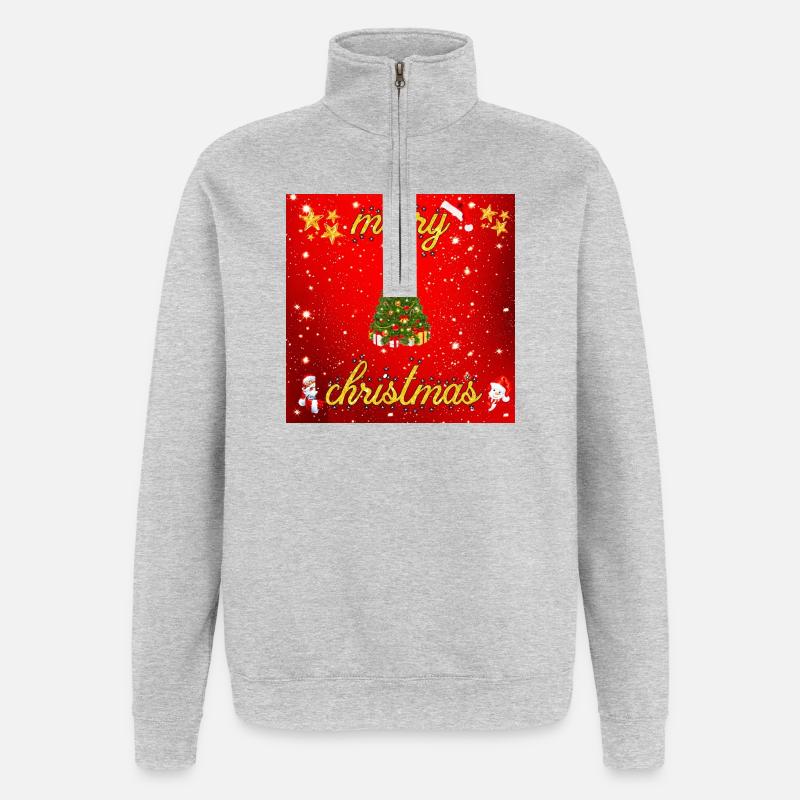 Joyeux Noël version 2 - Sweat à zip 1/4 - gris chiné