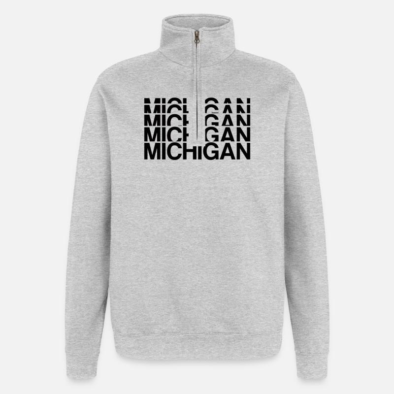 Michigan Line Sequence - Quarter-Zip Sweatshirt - heather grey