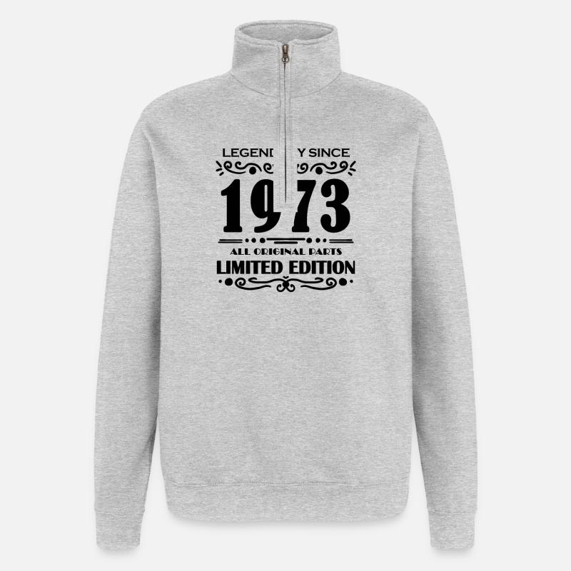Né en 1973 - Sweat à zip 1/4 - gris chiné