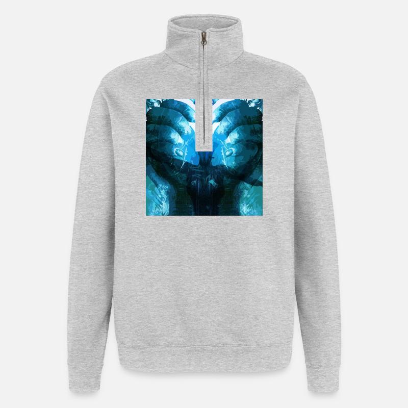 Reflective Deep Blue Creature - Quarter-Zip Sweatshirt - heather grey
