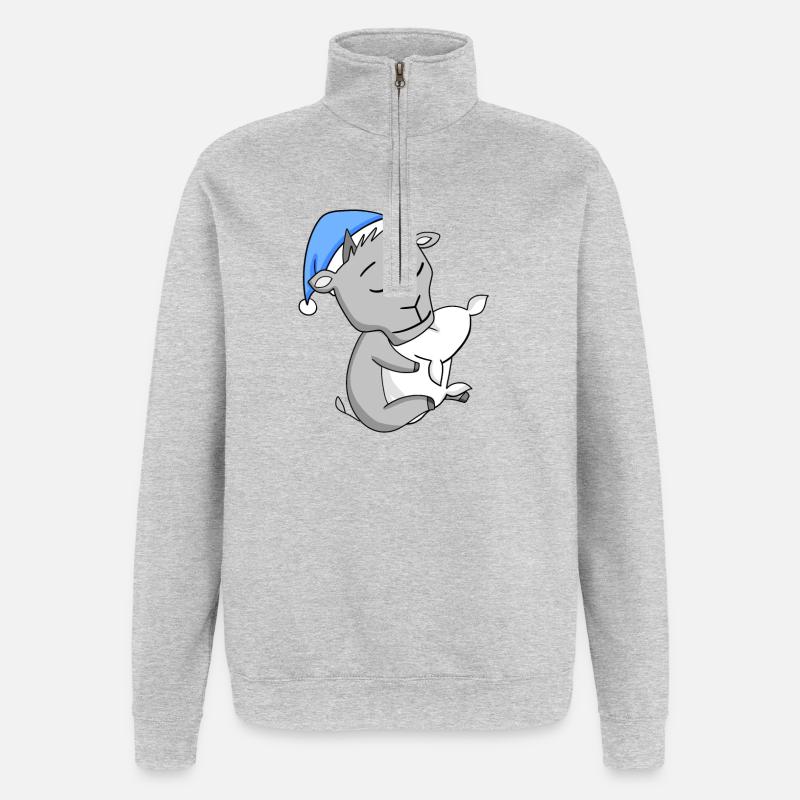 Chèvre - Sweat à zip 1/4 - gris chiné