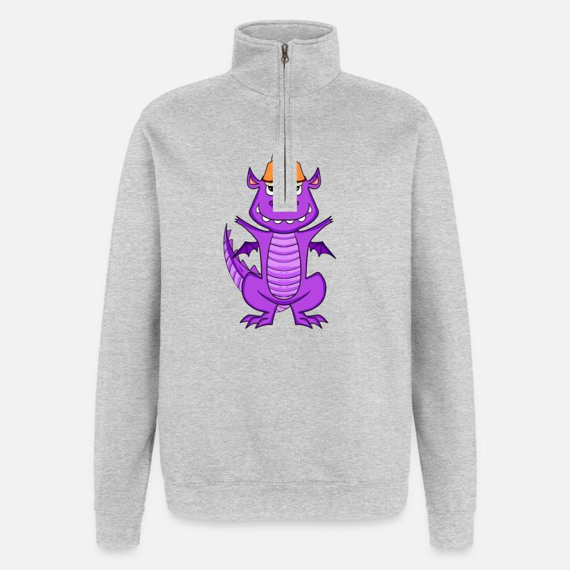 Bücher Drache Drachen - Quarter-Zip-Sweatshirt - Grau meliert