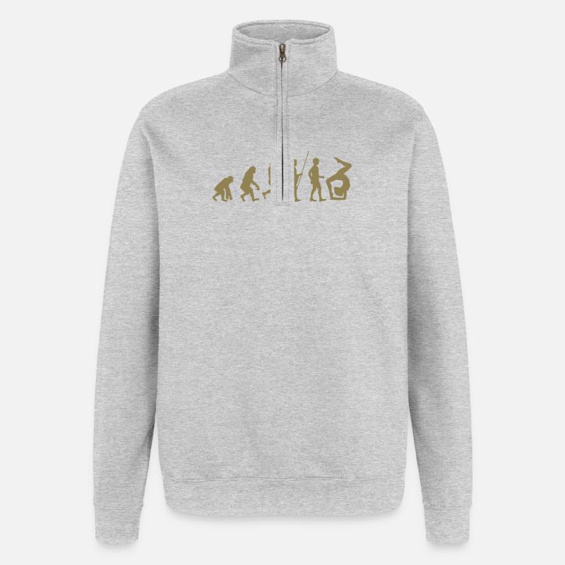 Gymnaste Turner Évolution du gymnaste - Sweat à zip 1/4 - gris chiné