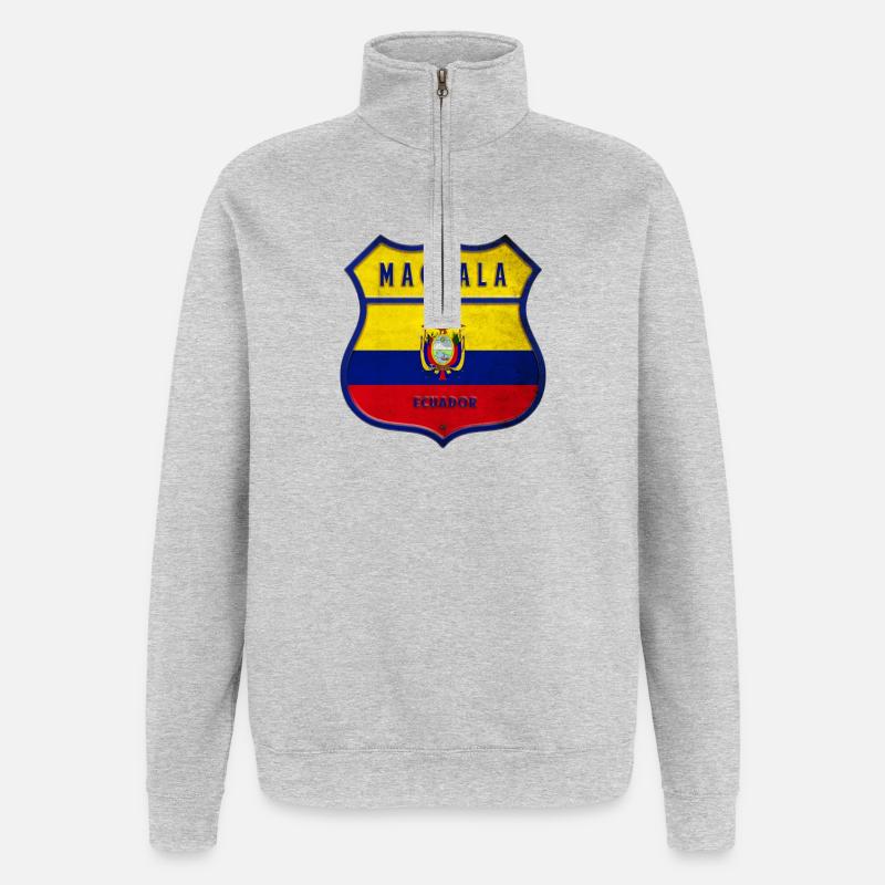 Machala Équateur Armoiries Drapeaux - Sweat à zip 1/4 - gris chiné