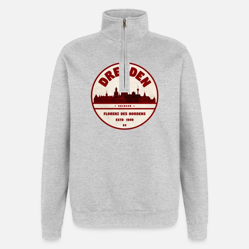 Dresde - Sweat à zip 1/4 - gris chiné