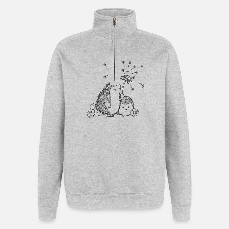 Glückliche Igel - Quarter-Zip-Sweatshirt - Grau meliert