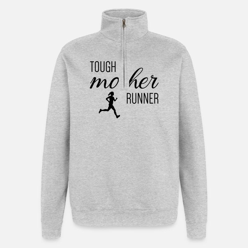 Mère coureuse coriace - Sweat à zip 1/4 - gris chiné