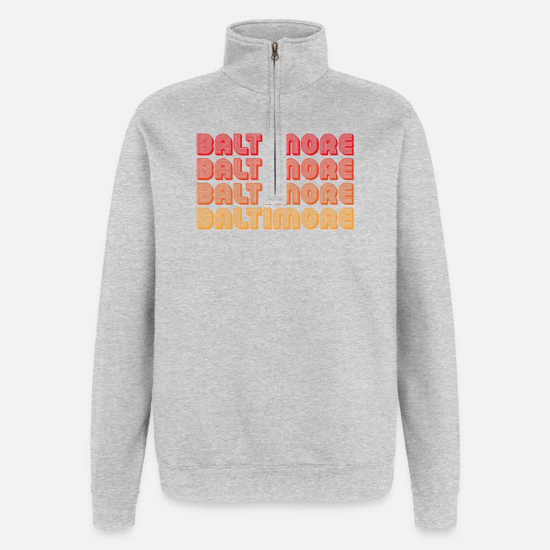 Baltimore Neon Gradient Repeats - Quarter-Zip Sweatshirt - heather grey