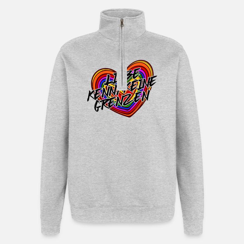 Lgbt Gleichgeschlechtliche Ehe Statement Herz - Quarter-Zip-Sweatshirt - Grau meliert