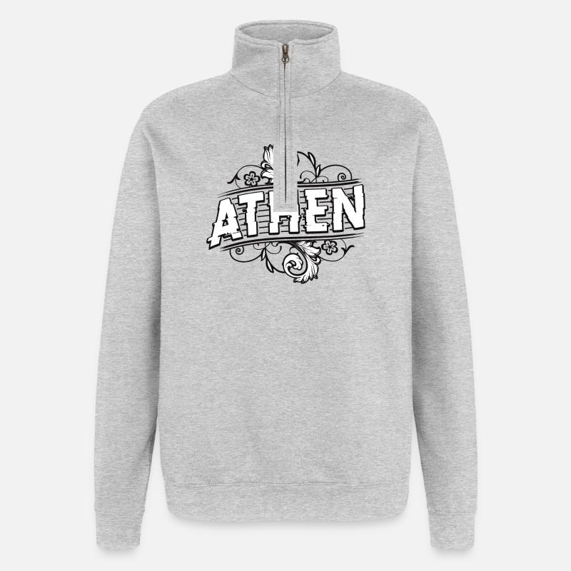 Athènes - Grèce - Sweat à zip 1/4 - gris chiné