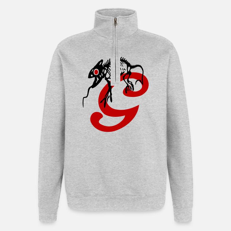 Gecko, lizard, initial - Quarter-Zip Sweatshirt - heather grey