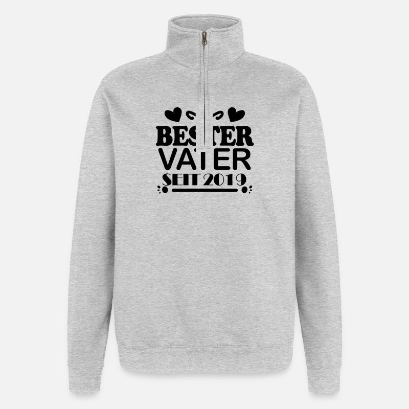 Bester Vater seit 2019 - Quarter-Zip-Sweatshirt - Grau meliert