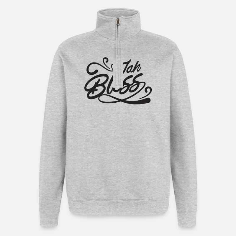 Jah Bless Script - Quarter-Zip Sweatshirt - heather grey