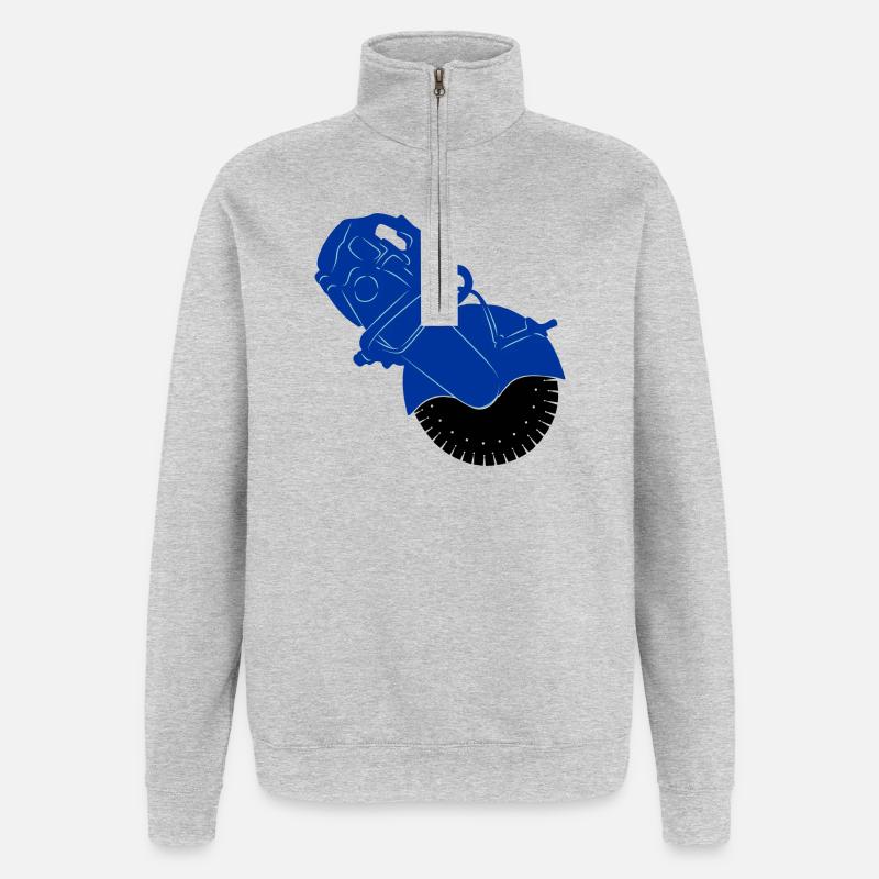 Pflastersteinsäge oder Steinsägemaschine - Quarter-Zip-Sweatshirt - Grau meliert