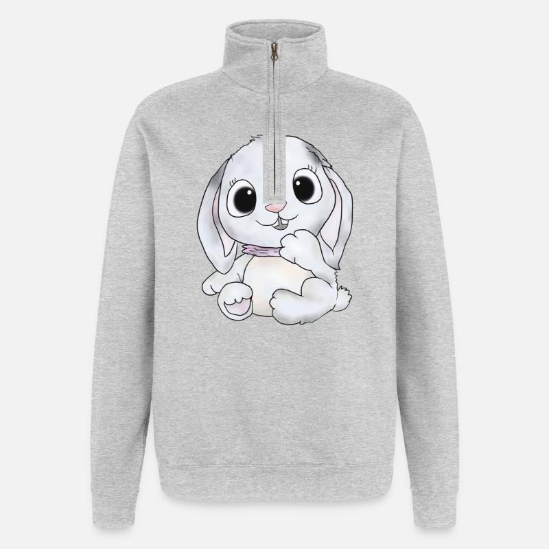 häschen in grau - Quarter-Zip-Sweatshirt - Grau meliert