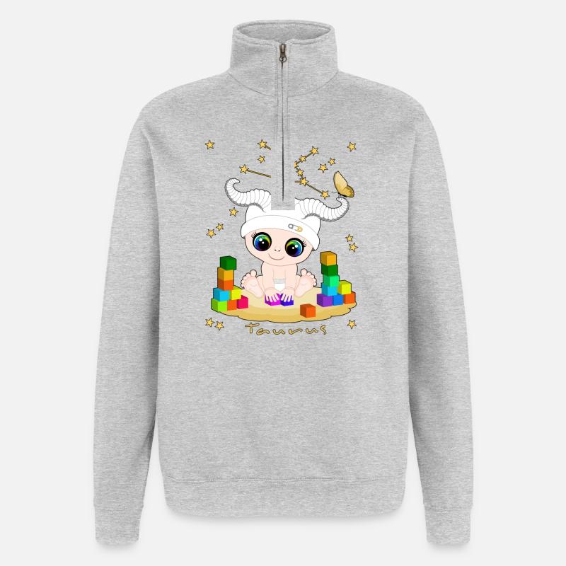 sternzeichen_taurus - Sweat à zip 1/4 - gris chiné