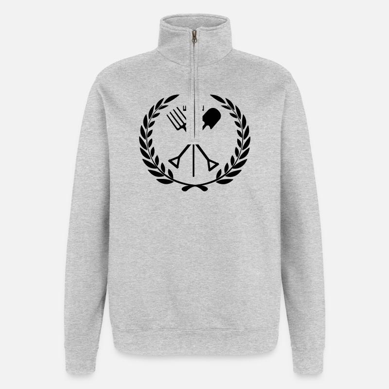 Outils de jardin râteau, pelle, fourche - Sweat à zip 1/4 - gris chiné