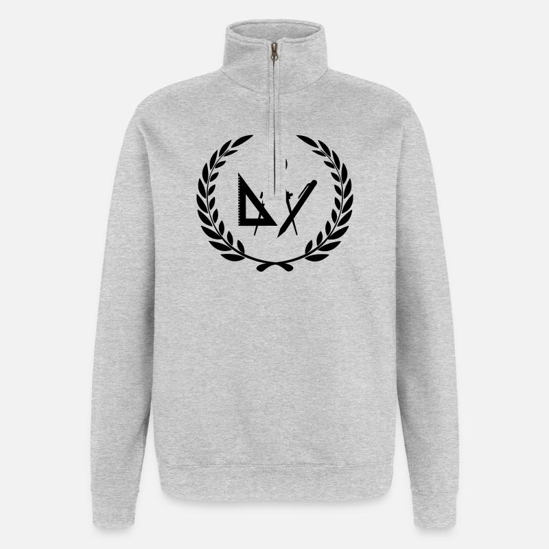 Architekten- oder Designerwerkzeuge im Lorbeerkranz - Quarter-Zip-Sweatshirt - Grau meliert