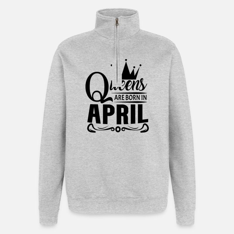 Mois de naissance avril - Sweat à zip 1/4 - gris chiné