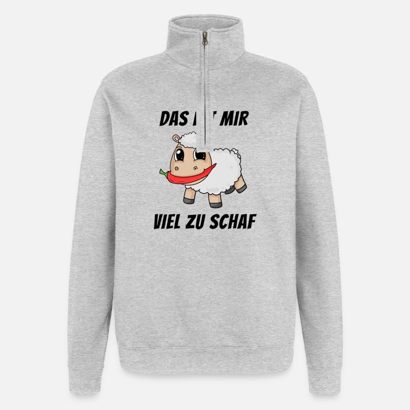 Scharf Schaf Lustig - Quarter-Zip-Sweatshirt - Grau meliert