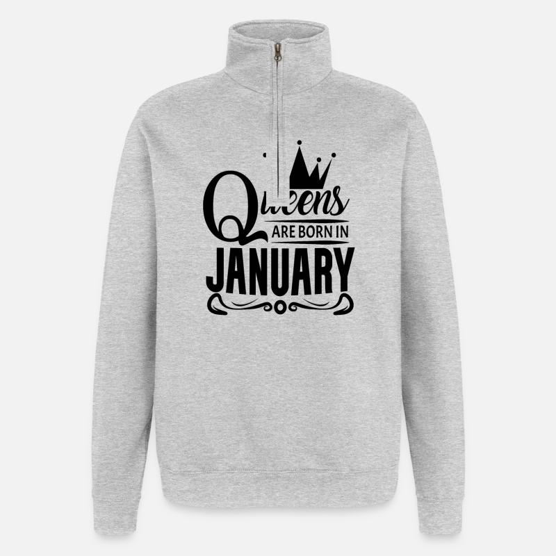 Mois de naissance Janvier - Sweat à zip 1/4 - gris chiné