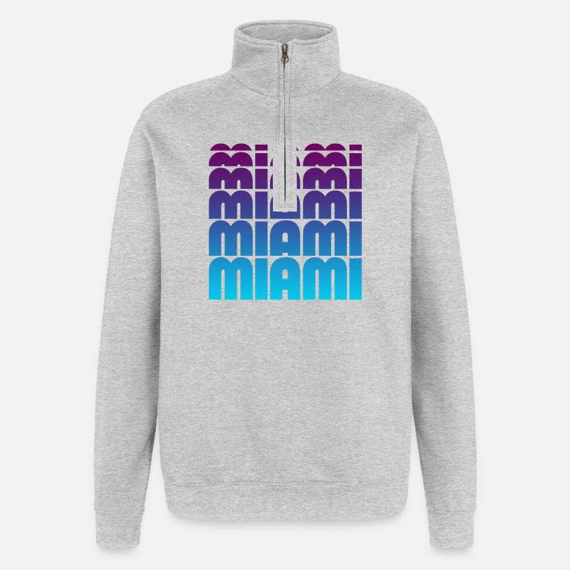 Gradient de grille de Miami - Sweat à zip 1/4 - gris chiné