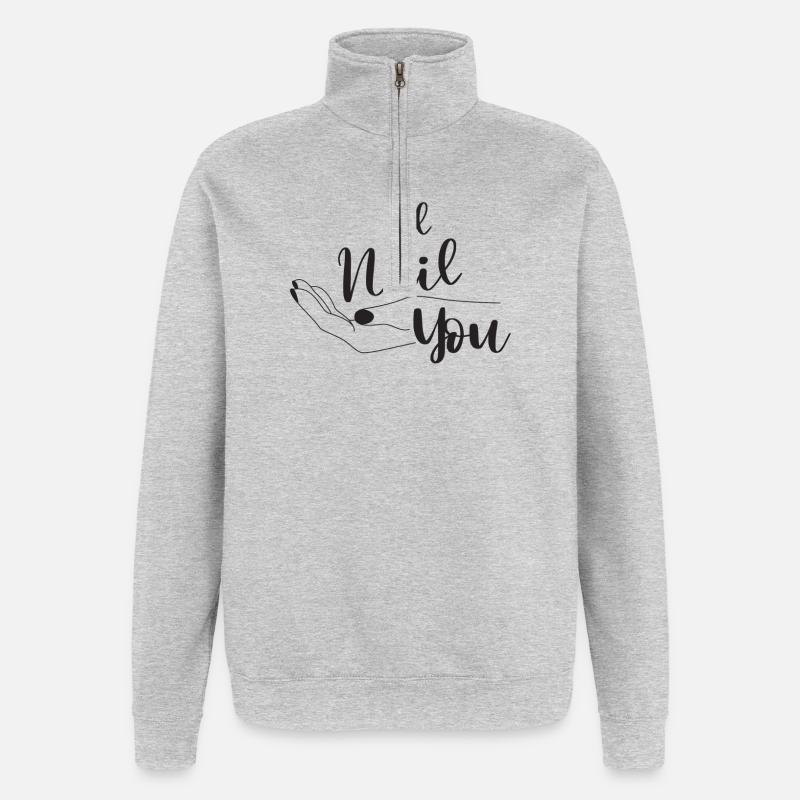 Ich Werde Dich Nageln Nageldesign - Quarter-Zip-Sweatshirt - Grau meliert
