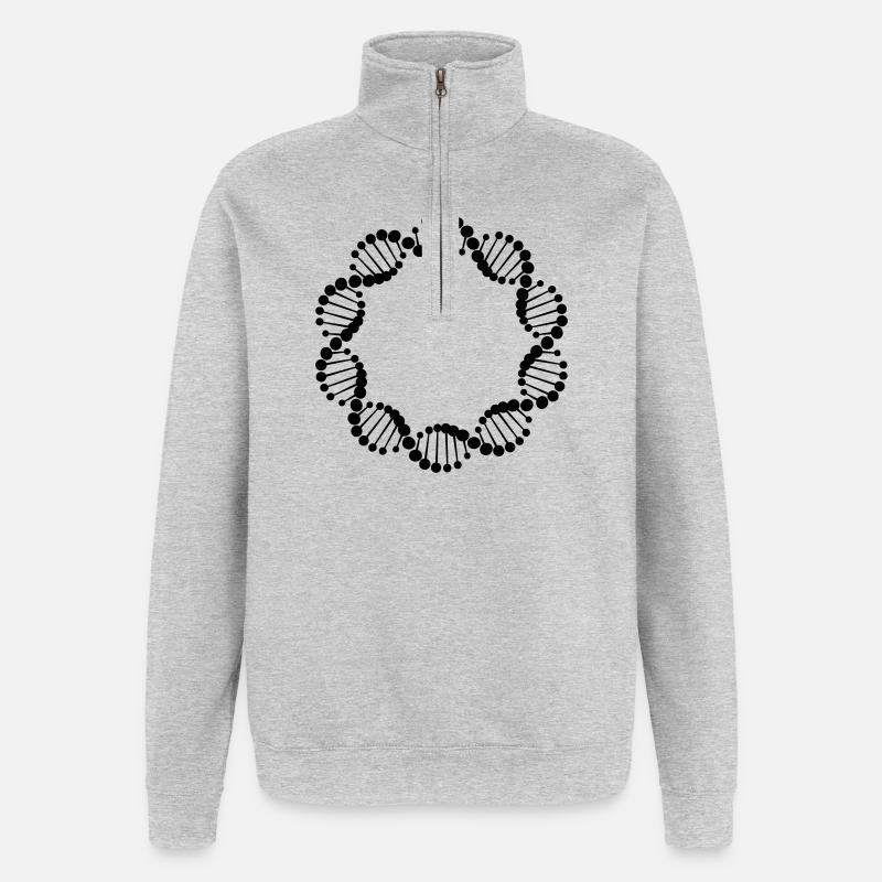DNA-Strang im Kreis - Quarter-Zip-Sweatshirt - Grau meliert