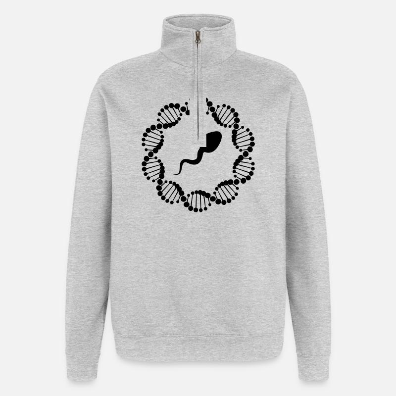 Brin d’ADN en cercle avec spermatozoïdes - Sweat à zip 1/4 - gris chiné