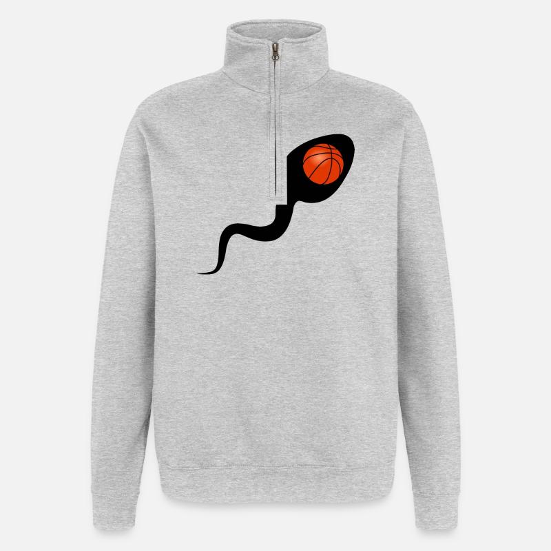 Spermatozoïdes basket-ball ou basket-ball spermatozoïdes - Sweat à zip 1/4 - gris chiné