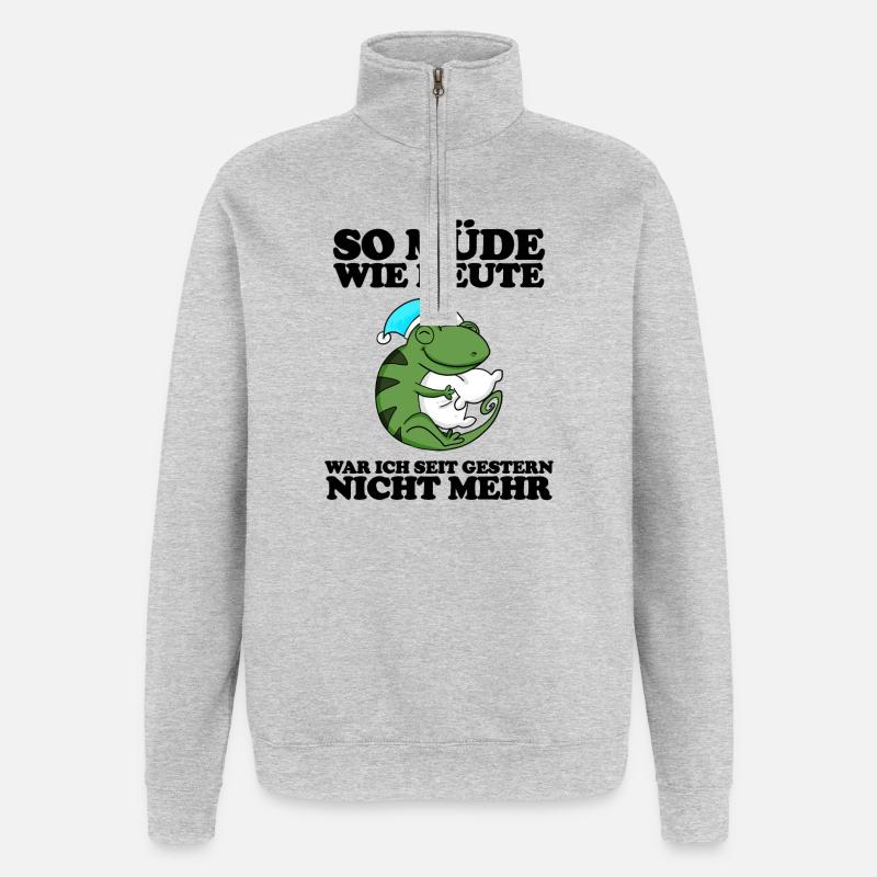 Müde Spruch lustig - Quarter-Zip-Sweatshirt - Grau meliert