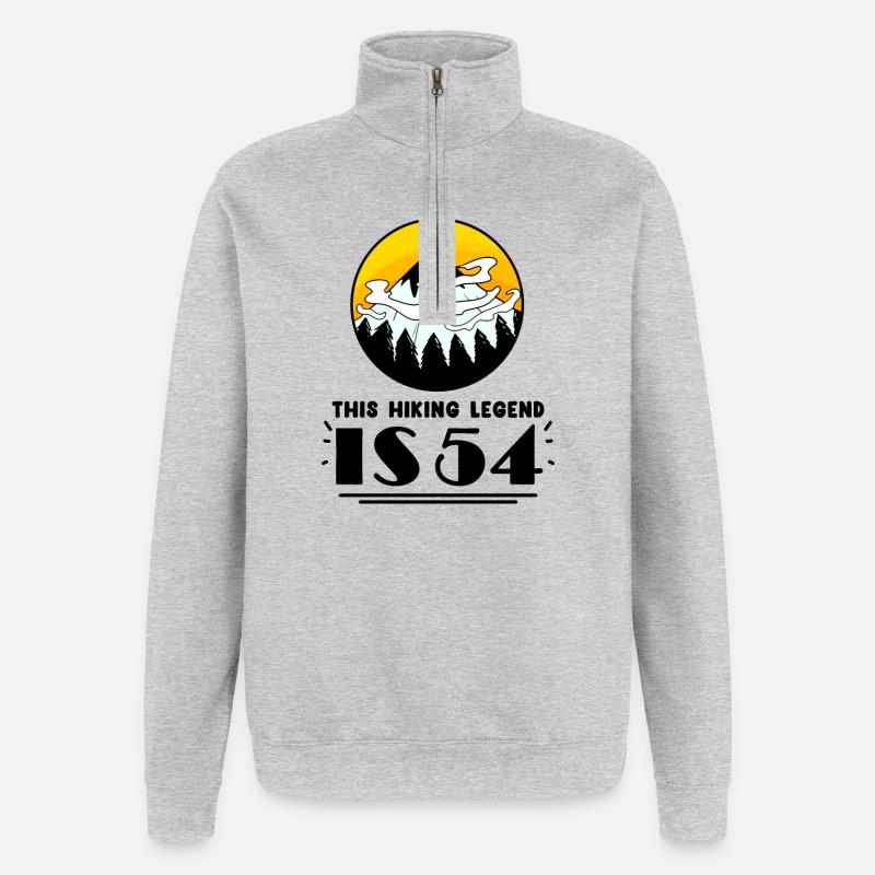 Randonneur 54e anniversaire 54 ans - Sweat à zip 1/4 - gris chiné