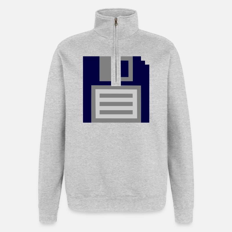 Disquette - Sweat à zip 1/4 - gris chiné