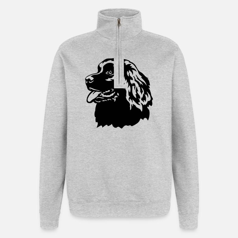 Neufundländer Kopf - Quarter-Zip-Sweatshirt - Grau meliert