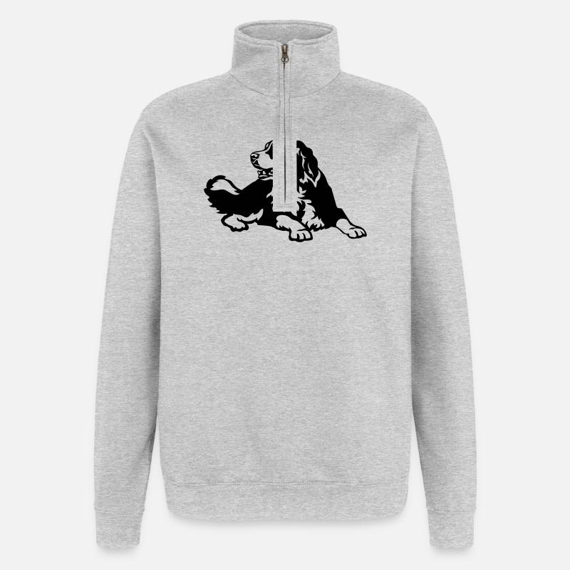 Bouvier bernois - Sweat à zip 1/4 - gris chiné