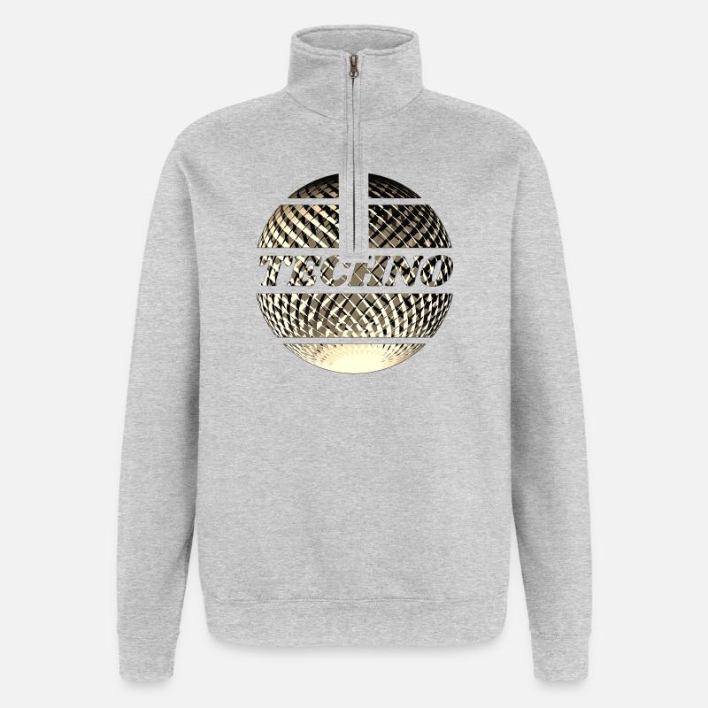 Boule techno disco or - Sweat à zip 1/4 - gris chiné