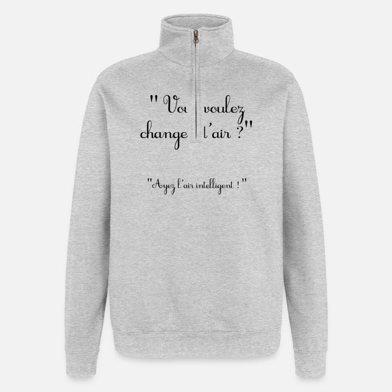 changer d air - Sweat à zip 1/4 - gris chiné