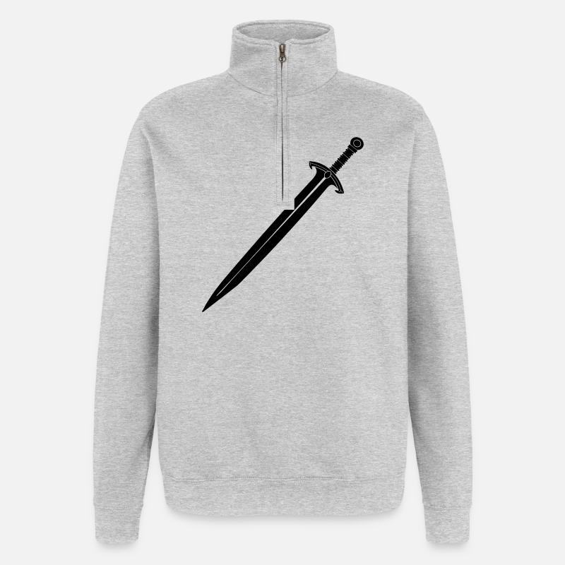 Épée de chevalier - Sweat à zip 1/4 - gris chiné