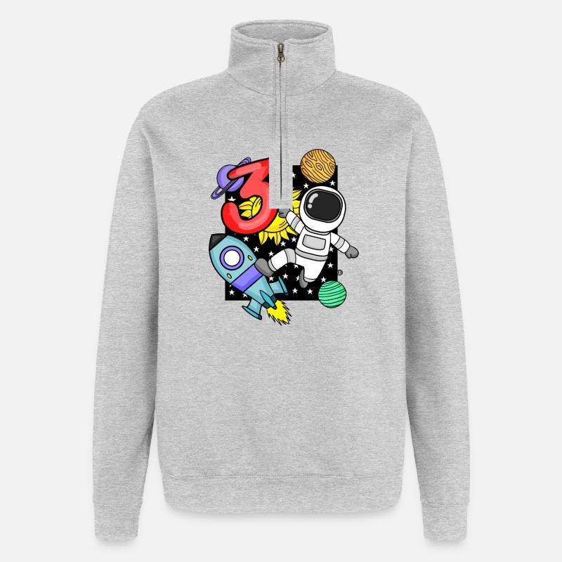 3 ans Jeune astronaute - Sweat à zip 1/4 - gris chiné