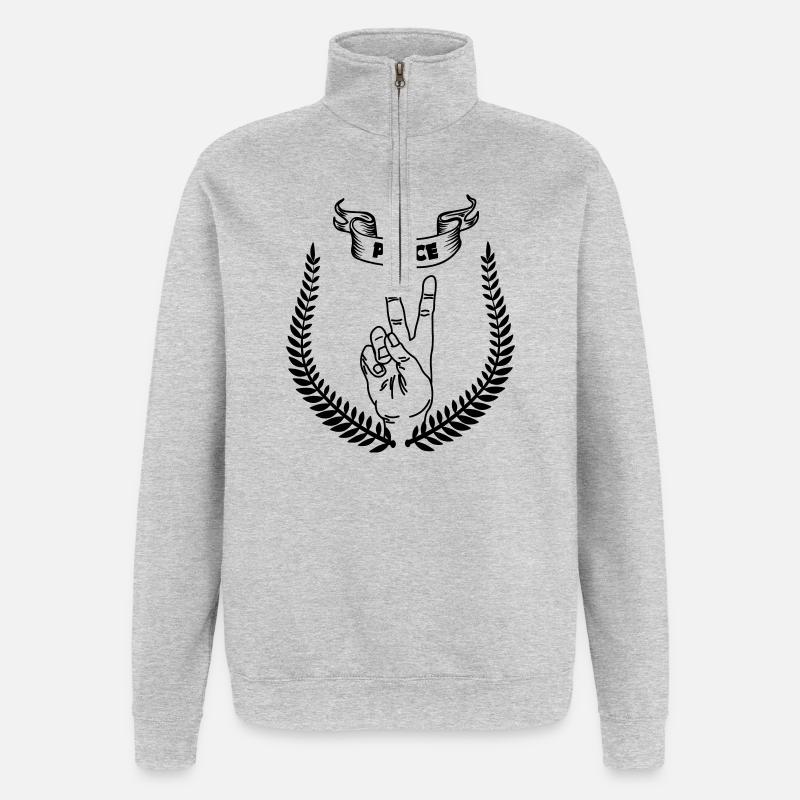 Hand gesture peace PEACE 2 - Quarter-Zip Sweatshirt - heather grey