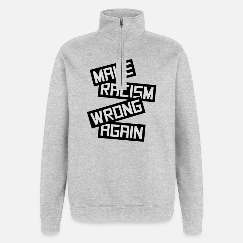 Rendre le racisme répréhensible - Sweat à zip 1/4 - gris chiné