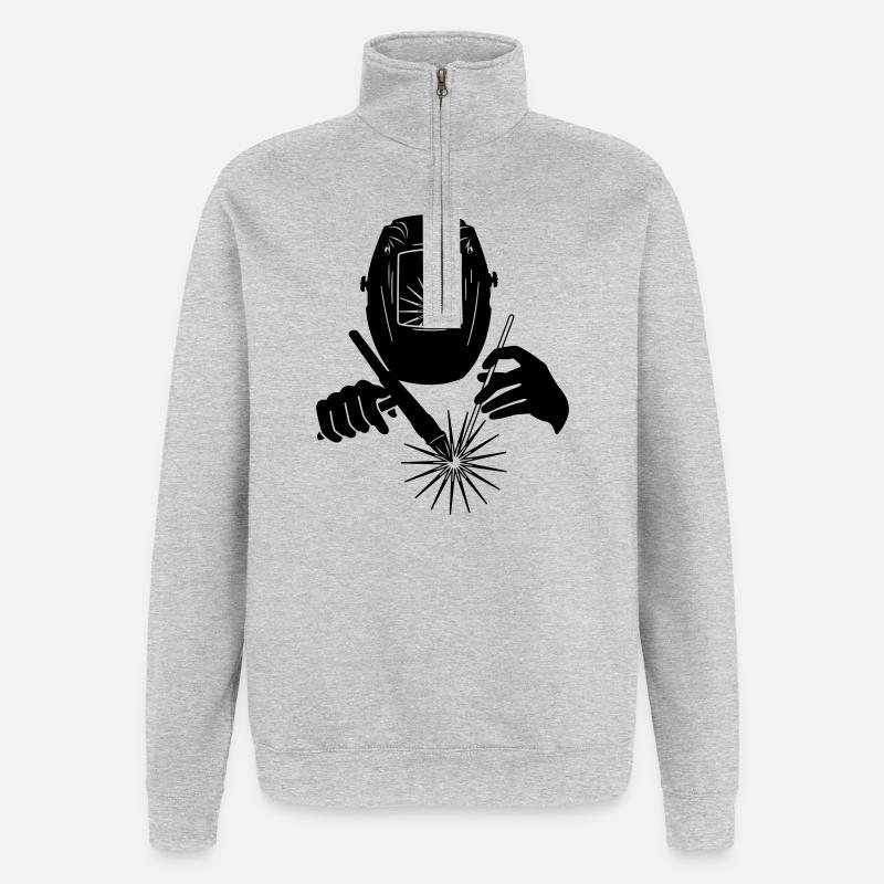 Schweißen - Quarter-Zip-Sweatshirt - Grau meliert