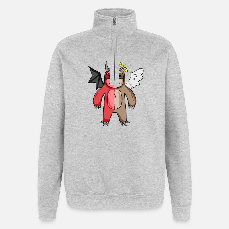 Sloth - Angel and Devil - Quarter-Zip Sweatshirt - heather grey