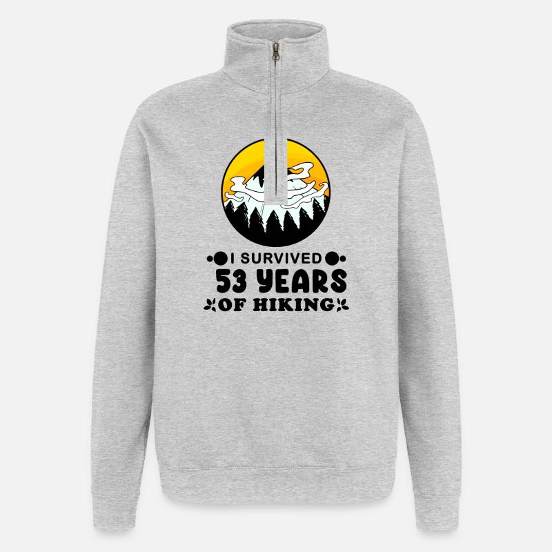 Randonneur 53e anniversaire 53 ans - Sweat à zip 1/4 - gris chiné