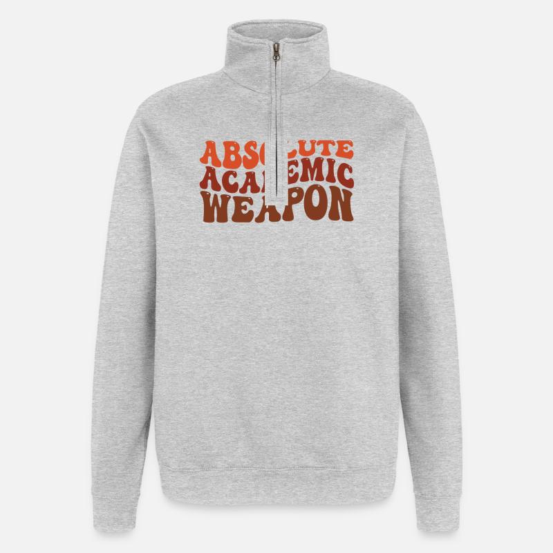 Studenten Absolute Academic Weapon - Quarter-Zip-Sweatshirt - Grau meliert